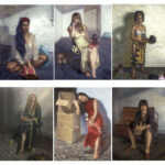 Composite image of 6 paintings of women with their dolls